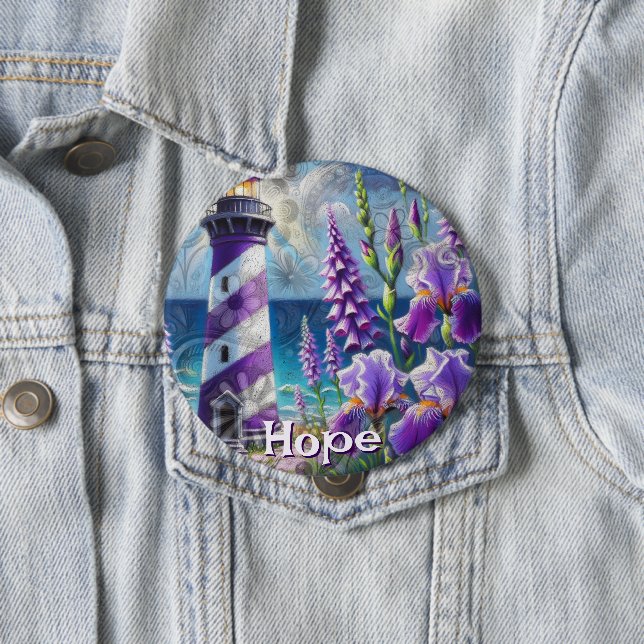 Lila Lighthouse w/Foxglove & Iris Personlig Knapp (In Situ)