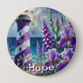 Lila Lighthouse w/Foxglove & Iris Personlig Knapp