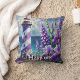 Lila Lighthouse w/Foxglove & Iris Personlig Kudde