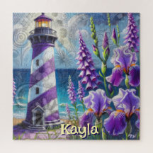 Lila Lighthouse w/Foxglove & Iris Personlig