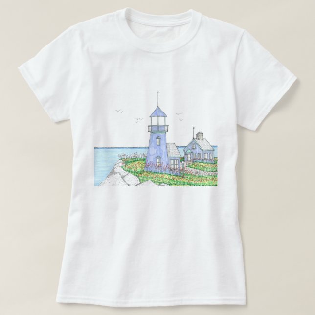 Lila Lighthouse, Women's Tshirt, Beach Life T Shirt (Design framsida)