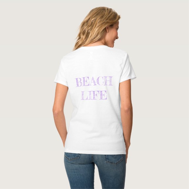 Lila Lighthouse, Women's Vnackskjorta T Shirt (Hel baksida)