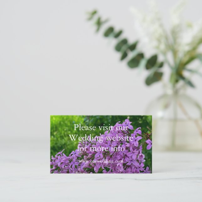 Lila lila blommande lavendel Bröllopswebbplats Tilläggskort (Stående Fram)