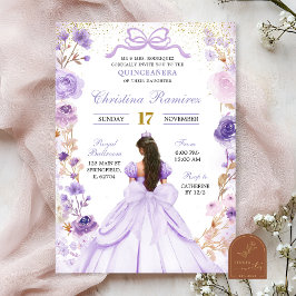 Lila Lila Coquette Bow Prinsessa Quinceanera Inbjudningar