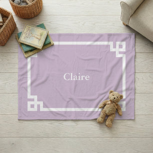 Lila Lila och Vit Grekisk Knut Monogram Fleecefilt