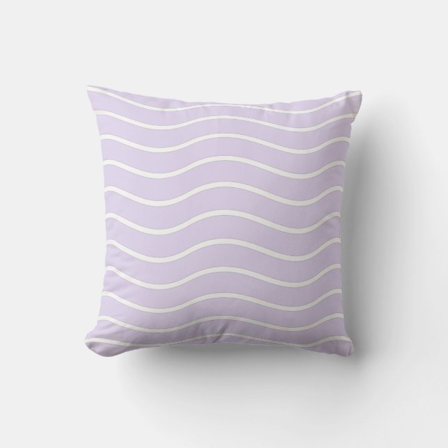 Lila lila och vita vågiga linjer design kudde (Framsida)