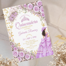 Lila Lila Rosor Guld Western Quinceañera