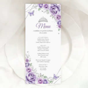 Lila Lila Silver Blommig Quinceanera Meny