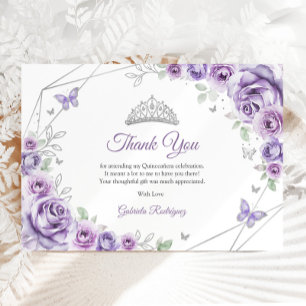 Lila Lila Silver Blommig Quinceanera Tack Kort