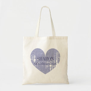 Lila lila väderbitna hjärta brudtjänst tote bags tygkasse