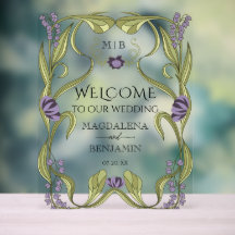 Lila Lila Vintage Art Nouveau Blommig Bröllop