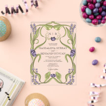 Lila Lila Vintage Art Nouveau Blommig Bröllop