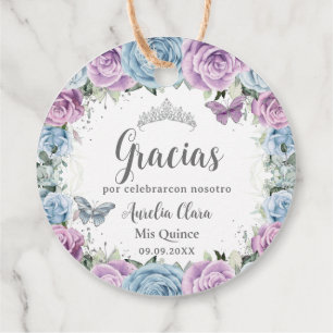 Lila Lilac Baby blue Ro Butterfly Quinceañera Gåvor Etiketter