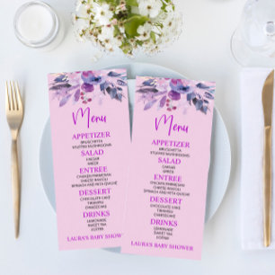 Lila Lilac Baby Shower Food Menu Meny