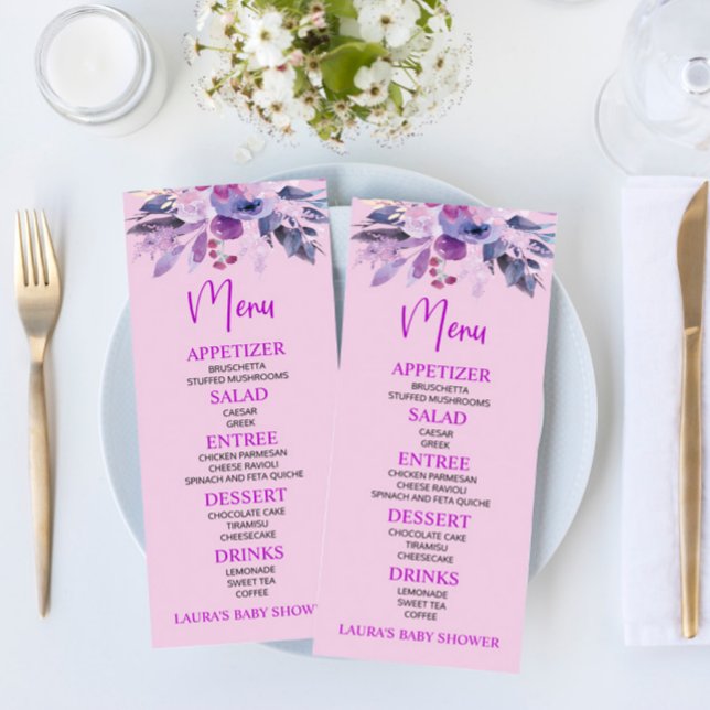 Lila Lilac Baby Shower Food Menu Meny (Skapare uppladdad)