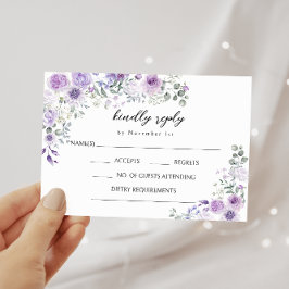 Lila Lilac Blommigt Bohemian Bröllop OSA Card