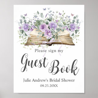 Lila Lilac Blommigt Bok Kapitel Möhippa Guest Bok Poster