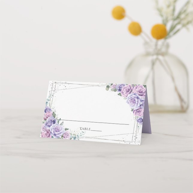 Lila Lilac Blommigt Bröllop Möhippa Quince Placeringskort (Framsida)