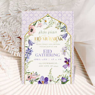 Lila Lilac Blommigt Eid-inbjudningskort Inbjudningar