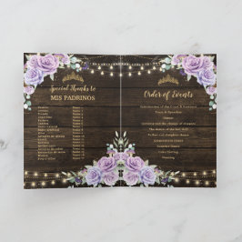 Lila Lilac Blommigt Enchanted Forest Quinceañera Program
