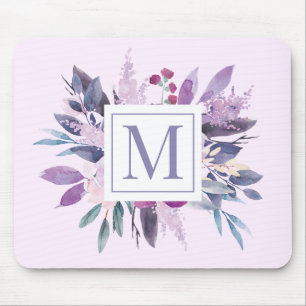 Lila Lilac Blommigt Flowers Anpassningsbar Monogra Musmatta