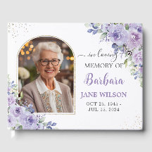 Lila Lilac Blommigt Guld Memorial Funeral Photo