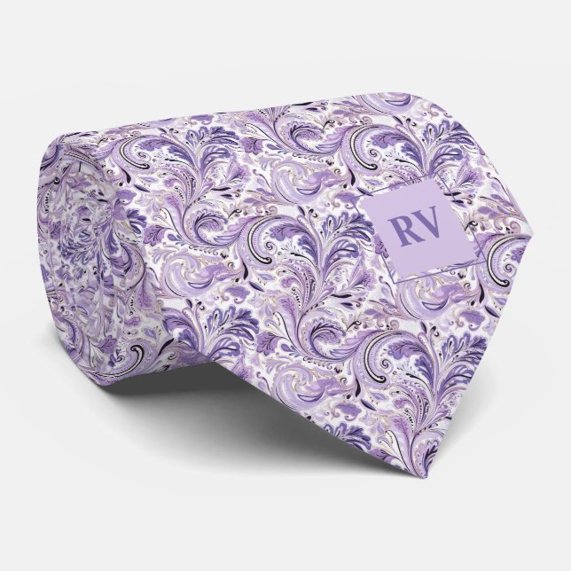 Lila Lilac Blommigt Paisley Slips (Rullad)