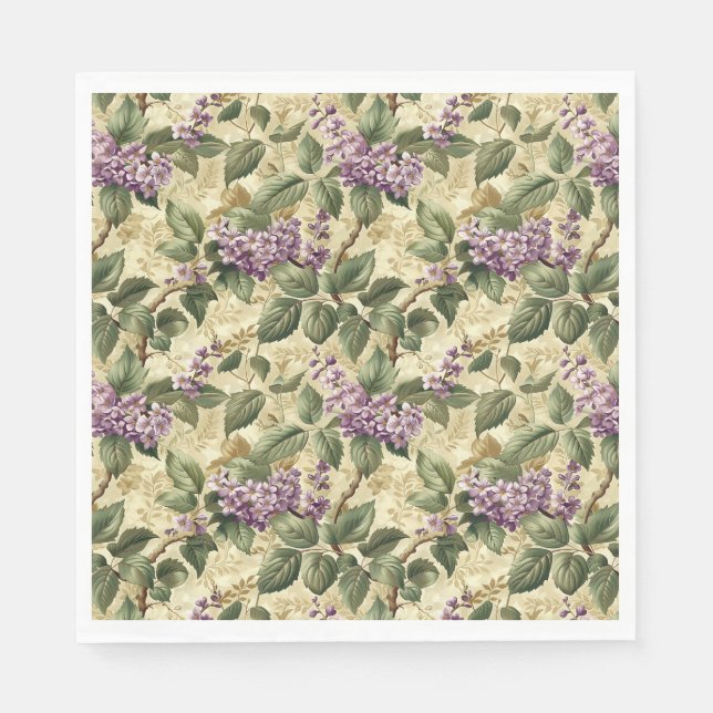 Lila Lilac Blommigt Party Papper Napkins Tableware Pappersservett (Framsidan)