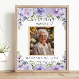Lila Lilac Blommigt Photo Funeral ett minne Poster