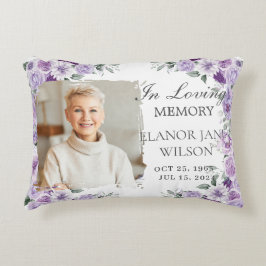 Lila Lilac Blommigt Photo Memorial Keepsaké Prydnadskudde