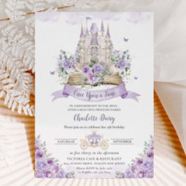 Lila Lilac Blommigt Princess Castle Storybook Inbjudningar