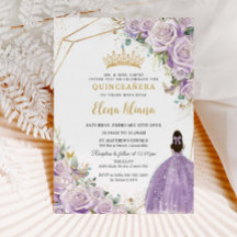 Lila Lilac Blommigt Princess Guld Quinceañera XV