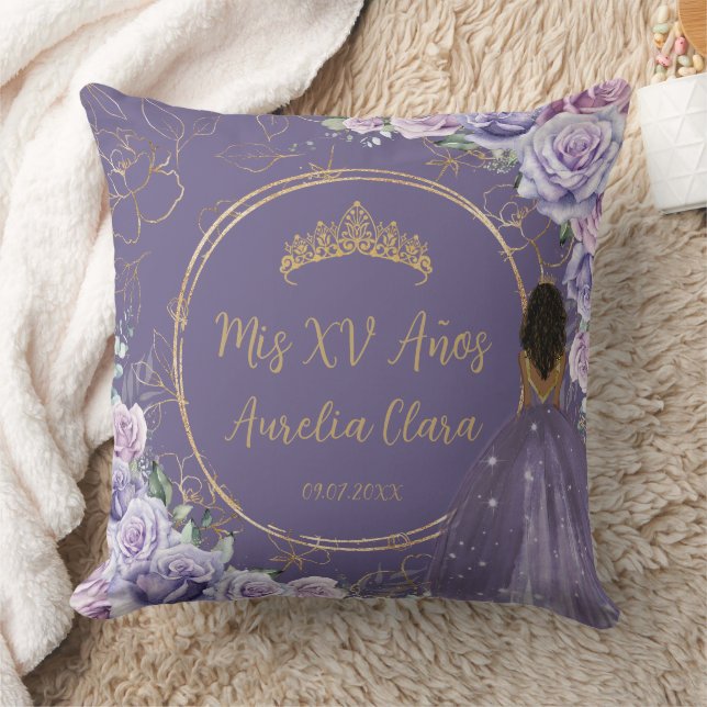 Lila Lilac Blommigt Princess Quinceañera Keepsaké Kudde (Filt)