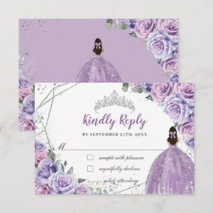 Lila Lilac Blommigt Princess Quinceañera Reply OSA Kort