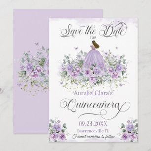 Lila Lilac Blommigt Quinceañera 15th XV Birthday Spara Datumet