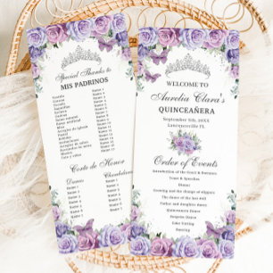 Lila Lilac Blommigt Quinceañera Order of Events Program