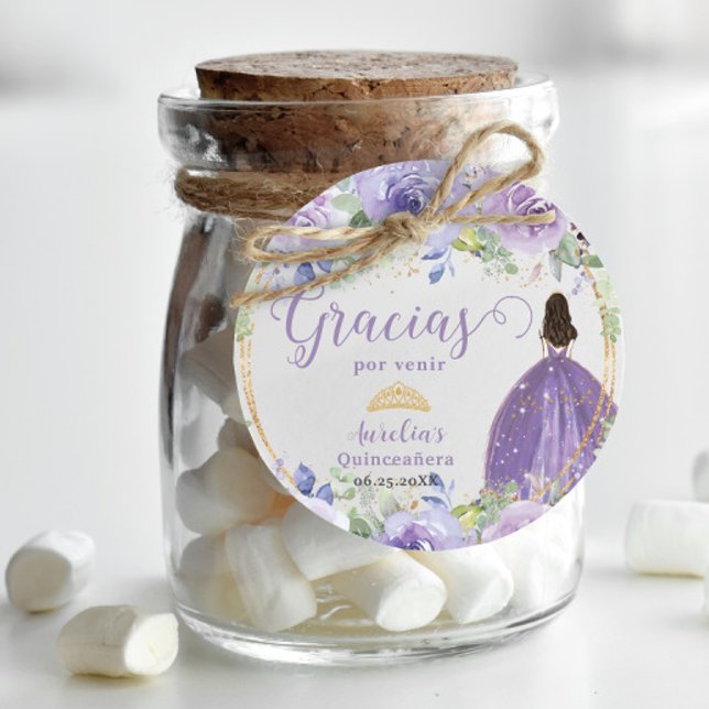 Lila Lilac Blommigt Quinceañera Princess Dress Gåvor Etiketter (Skapare uppladdad)