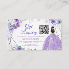 Lila Lilac Blommigt Quinceañera QR Gift Registry Tilläggskort