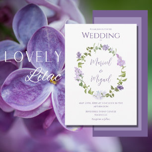 Lila Lilac Blommigt Watercolor Modern Bröllop Inbjudningar