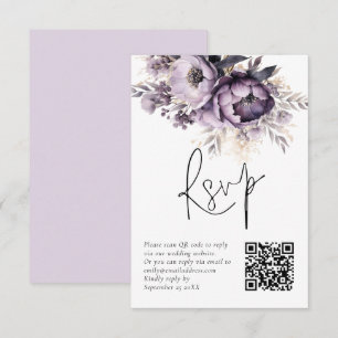 Lila Lilac Blommigts QR-kodkort Bröllop OSA Inbjudningar