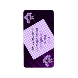 Lila Lilac-Blommönstrets returadressetikett Adressetikett