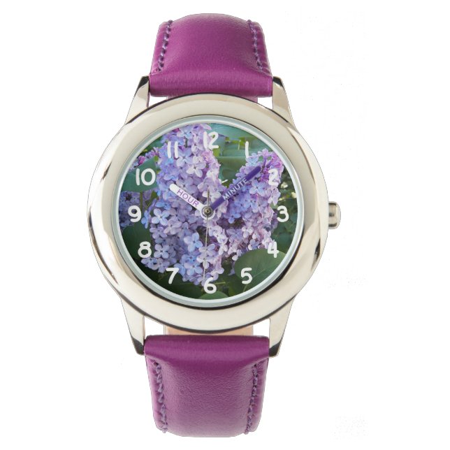 Lila Lilac Blooms Blommigt Armbandsur (Framsida)