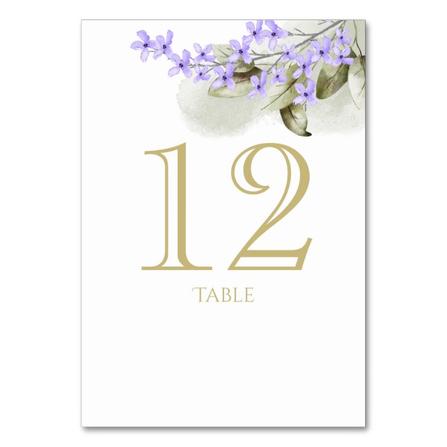 Lila Lilac Bordsnummer Card (Framsidan)