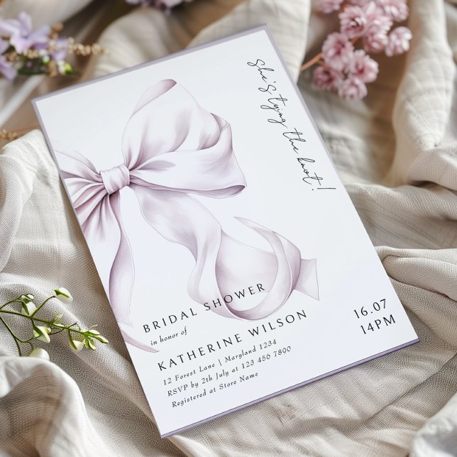 Lila Lilac Bow Möhippa Inbjudningar (Skapare uppladdad)