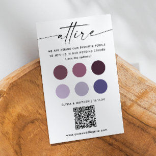 Lila Lilac bröllop attire dress code palette QR Tilläggskort