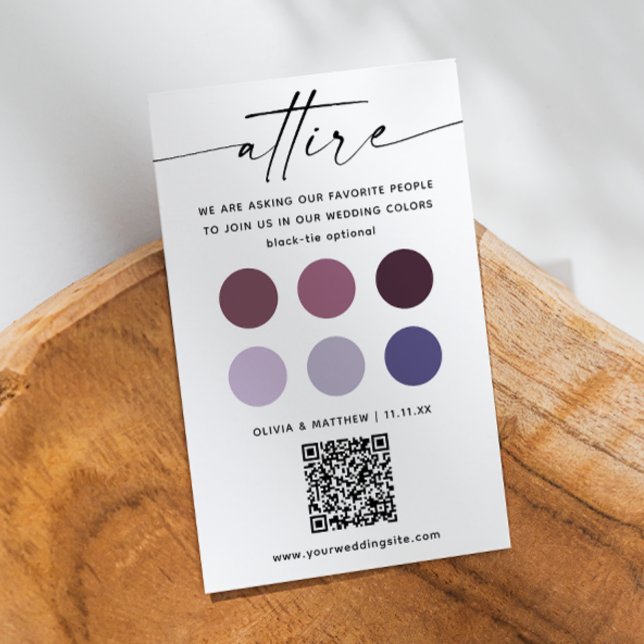 Lila Lilac bröllop attire dress code palette QR Tilläggskort (Skapare uppladdad)