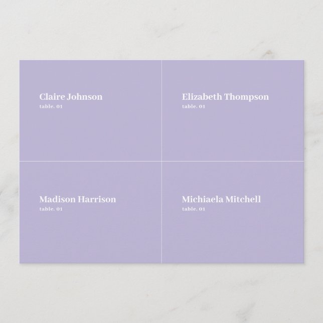 Lila Lilac Bröllop Place Card DIY Inbjudningar (Framsida)