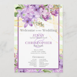 Lila Lilac Bröllopsprogram Program