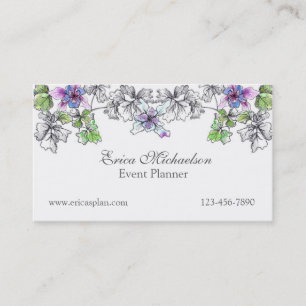 Lila Lilac Columbine Watercolor Flowers Anpassning Visitkort