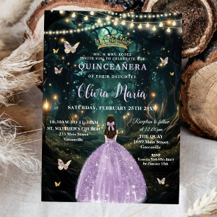 Lila Lilac Dress Quinceañera Inbjudningar